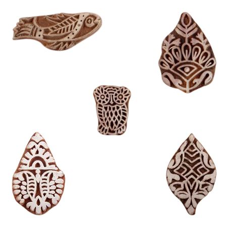 Set of 5 Piece New Mix Wooden Printing Blocks